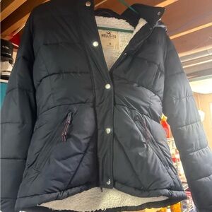 Hollister Women's Dark Puffer Jacket